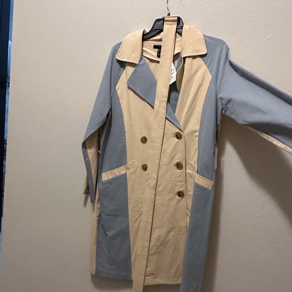 Colorblock Belted Trench Coat NWT
